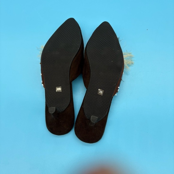 Foratempo Vintage Embellished Brown Women's Slides with Kitten Heels Size 36/5.5 - Picture 8 of 8